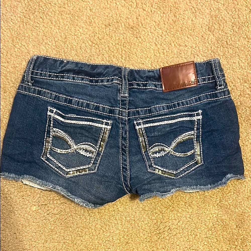Maurices Blue Jean Shorts with Sequin Accents - 1/2